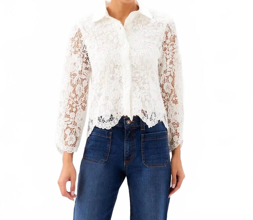 NEW KAREN KANE lace button down soft jacket in off white